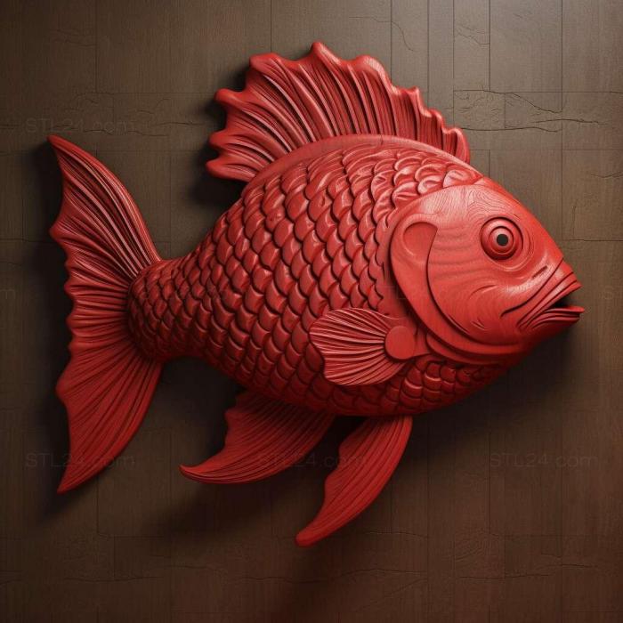 Nature and animals (Red paku fish 1, NATURE_1161) 3D models for cnc